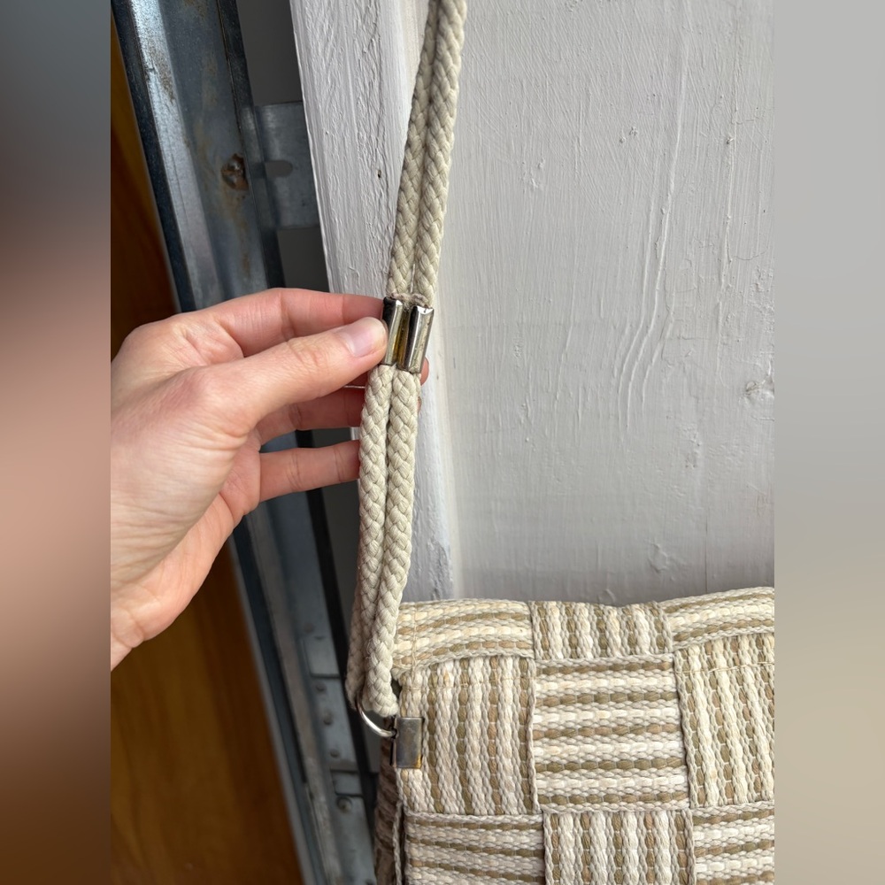 Vintage Woven Beige and Cream Shoulder Bag Bertini Italy - Picture 5 of 10